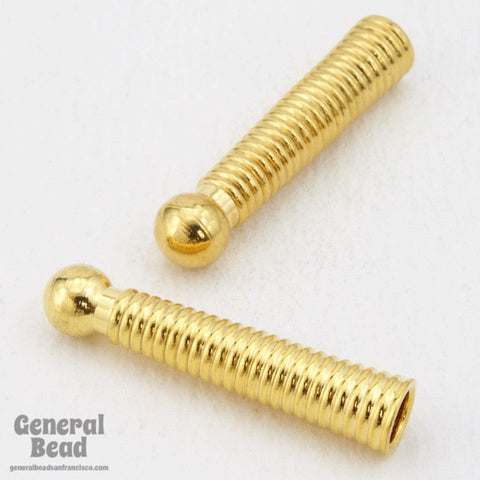 30mm Gold Tone Ridged Bolo End (2 Pcs) #4090-General Bead
