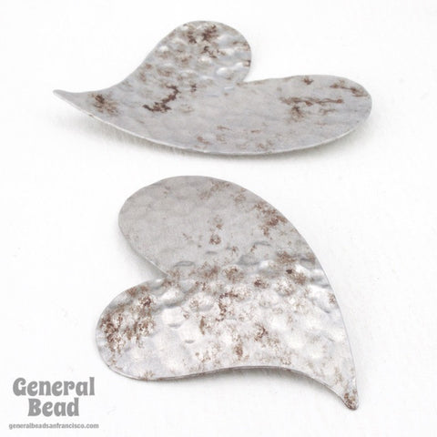 45mm Hammered Steel Heart Pair (4 Pcs) #4099-General Bead