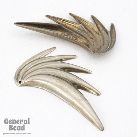 50mm Antique Silver Tropical Leaf Charm (2 Pcs) #4102-General Bead