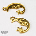 12mm Brass Crescent Moon and Star Pair(12 Pcs) #4108-General Bead