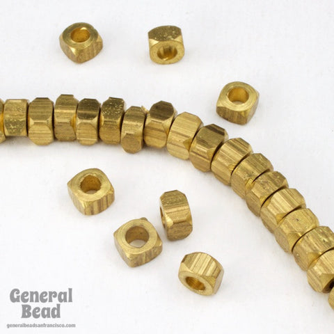 5mm Brass Beveled Cube Bead (10 Pcs ) #4113-General Bead