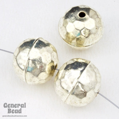 20mm Hammered Silver Tone Bead (4 Pcs) #4116-General Bead