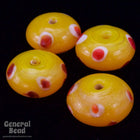 12mm Yellow Rondelle with Red Dots (8 Pcs #4123-General Bead
