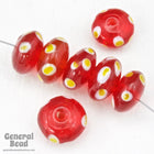 12mm Transparent Red Rondelle with Yellow Dots (8 Pcs) #4124-General Bead