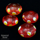 12mm Transparent Red Rondelle with Yellow Dots (8 Pcs) #4124-General Bead