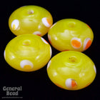 12mm Lemon Rondelle with Orange Dots (8 Pcs) #4125-General Bead
