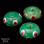 12mm Green Rondelle with Red Dots (8 Pcs) #4126-General Bead