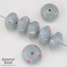 12mm Grey Rondelle with Pink Dots (8 Pcs) #4127-General Bead