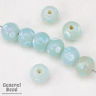 9mm Light Aqua Bead with White and Blue Dots (12 Pcs) #4130-General Bead