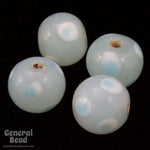 9mm Light Aqua Bead with White and Blue Dots (12 Pcs) #4130-General Bead