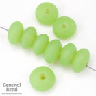 12mm Matte Peridot "Sea Glass" Rondelle (12 Pcs) #4137-General Bead