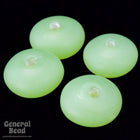 12mm Matte Peridot "Sea Glass" Rondelle (12 Pcs) #4137-General Bead