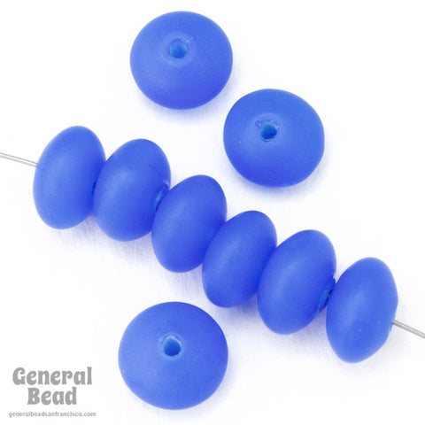 12mm Matte Capri Blue "Sea Glass" Rondelle (12 Pcs) #4139-General Bead