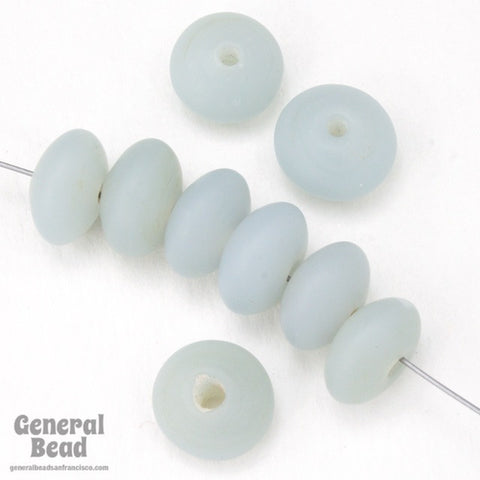 12mm Matte Grey "Sea Glass" Rondelle (12 Pcs) #4140-General Bead