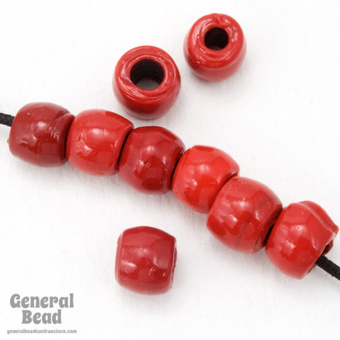 9mm Opaque Red Glass Crow Bead (50 Pcs) #4153