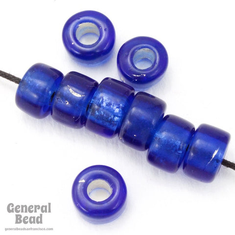 9mm Silver Lined Blue Glass Crow Bead (50 Pcs) #4154-General Bead