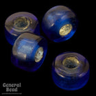 9mm Silver Lined Blue Glass Crow Bead (50 Pcs) #4154-General Bead