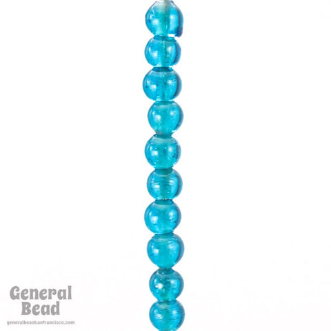 4mm Transparent Aqua Round Bead Strand (100 Pcs) #4168-General Bead