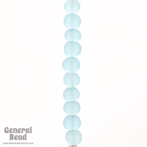 4mm Matte Transparent Light Aqua Round Bead Strand (100 Pcs) #4169-General Bead