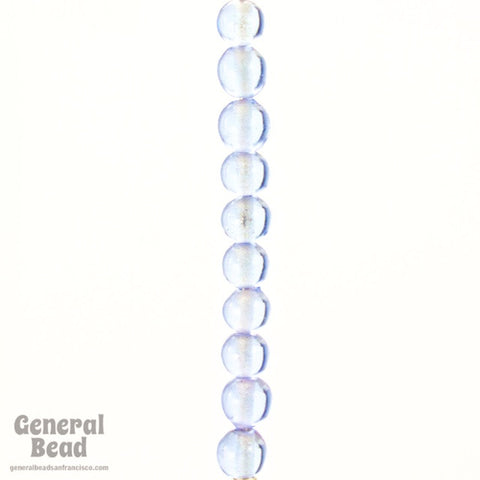 4mm Transparent Light Blue Round Bead Strand (100 Pcs) #4170-General Bead