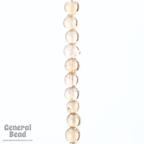 4mm Transparent Light Peach Round Bead Strand (100 Pcs) #4171-General Bead