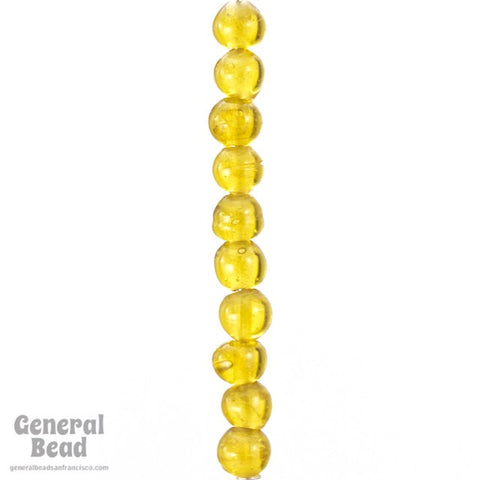 4mm Transparent Light Khaki Round Bead Strand (100 Pcs) #4173-General Bead