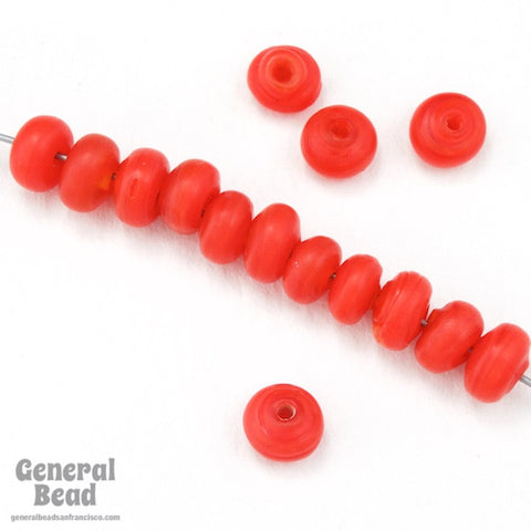 5-6mm Opaque Red Rondelle (100 Pcs) #4180-General Bead