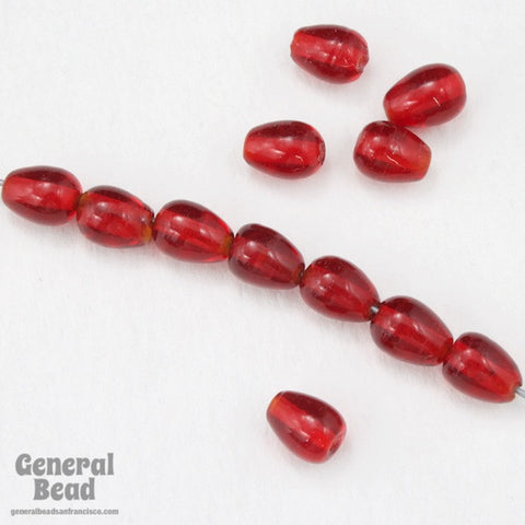 4mm x 6mm Transparent Ruby Teardrop (100 Pcs) #4182-General Bead