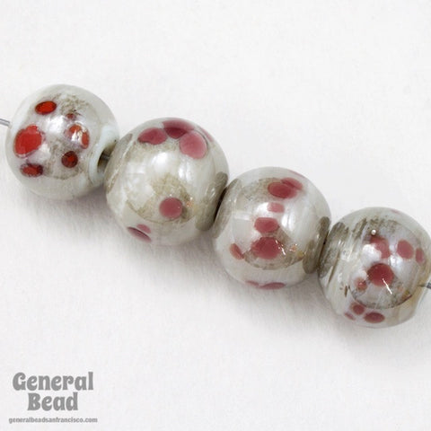 12mm Grey with Purple Speckle Round Bead (12 Pcs) #4184-General Bead