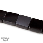 8mm Opaque Black Flat Square Bead Strand-General Bead
