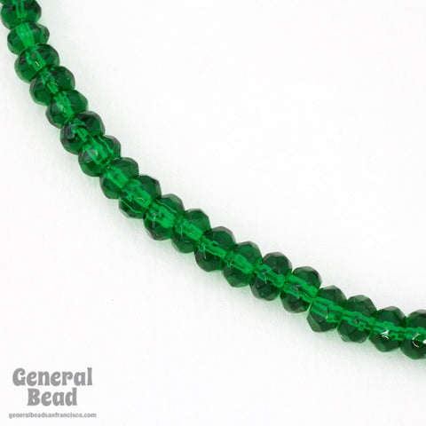 6mm Transparent Emerald Faceted Rondelle Strand-General Bead
