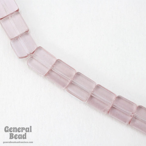8mm Transparent Light Amethyst Flat Square Bead Strand-General Bead