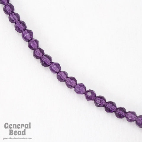 4mm Transparent Amethyst Faceted Round Bead Strand-General Bead
