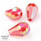 12mm Ruby AB Faceted Teardrop Bead (25 Pcs) #4224-General Bead