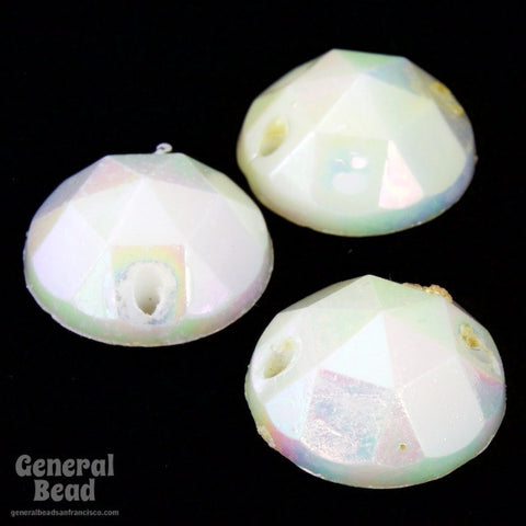 12mm White AB Faceted Sew-On Cabochon-General Bead