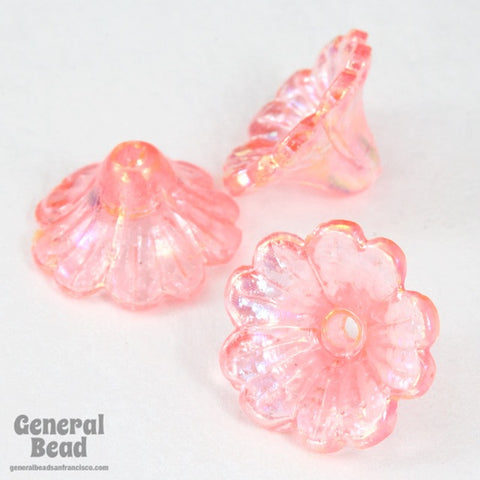 10mm Pink AB Bell Flower (12 Pcs) #4227-General Bead