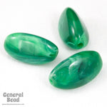 10mm x 18mm Marbled Green Lucite Three Sided Oval Bead-General Bead
