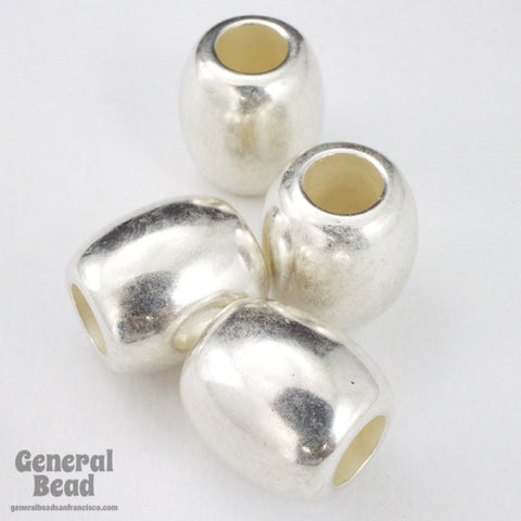 11mm x 13mm Silver Barrel (12 Pcs) #4235-General Bead