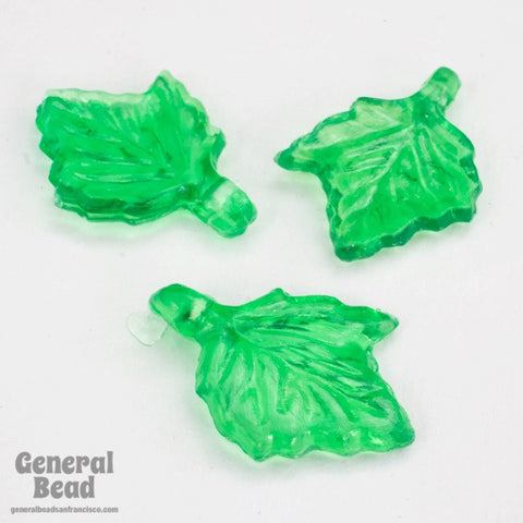 17mm Kelly Green Lucite Maple Leaf-General Bead
