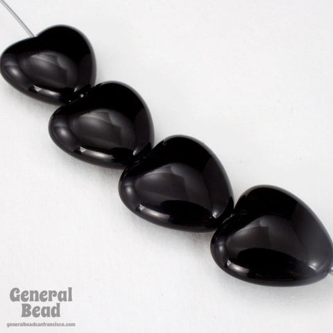 14mm Black Lucite Heart Bead (4 Pcs) #4237-General Bead