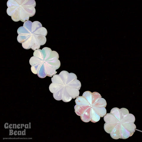 10mm White AB Pinwheel Flower (12 Pcs) #4239-General Bead