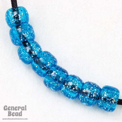 9mm Blue Glitter Pony Plastic Craft Bead-General Bead