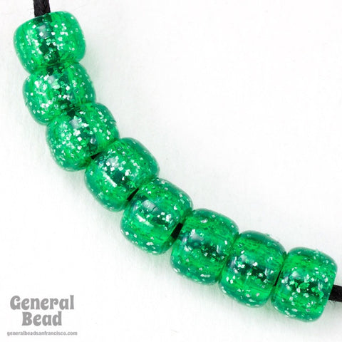 9mm Green Glitter Pony Plastic Craft Bead-General Bead