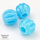 8mm Opaque Aqua Corrugated Bead-General Bead
