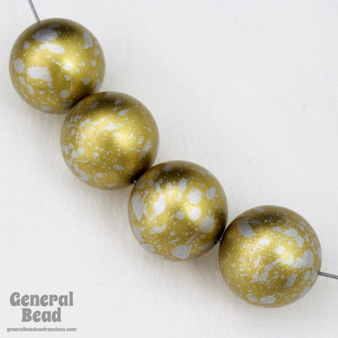 15mm Mottled Metallic Silver/Gold Round Bead #4266-General Bead