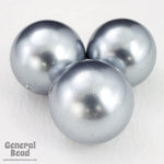 15mm Metallic Silver Grey Round Bead (2 Pcs) #4268-General Bead
