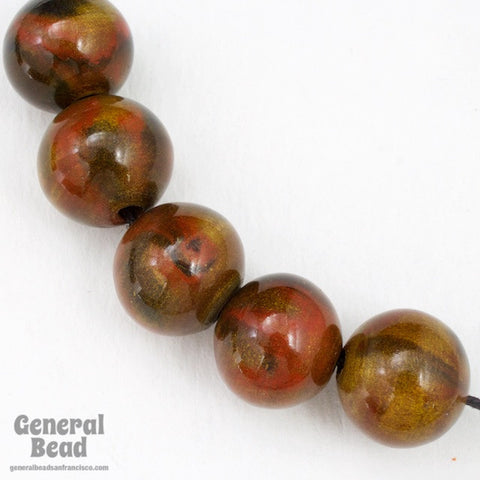 15mm Earth Tone Painted Wood Round Bead (10 Pcs) #4272-General Bead