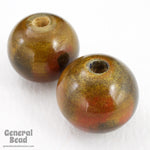 15mm Earth Tone Painted Wood Round Bead (10 Pcs) #4272-General Bead