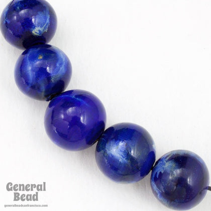 15mm Dark Blue Painted Wood Round Bead (10 Pcs) #4273-General Bead