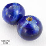 15mm Dark Blue Painted Wood Round Bead (10 Pcs) #4273-General Bead